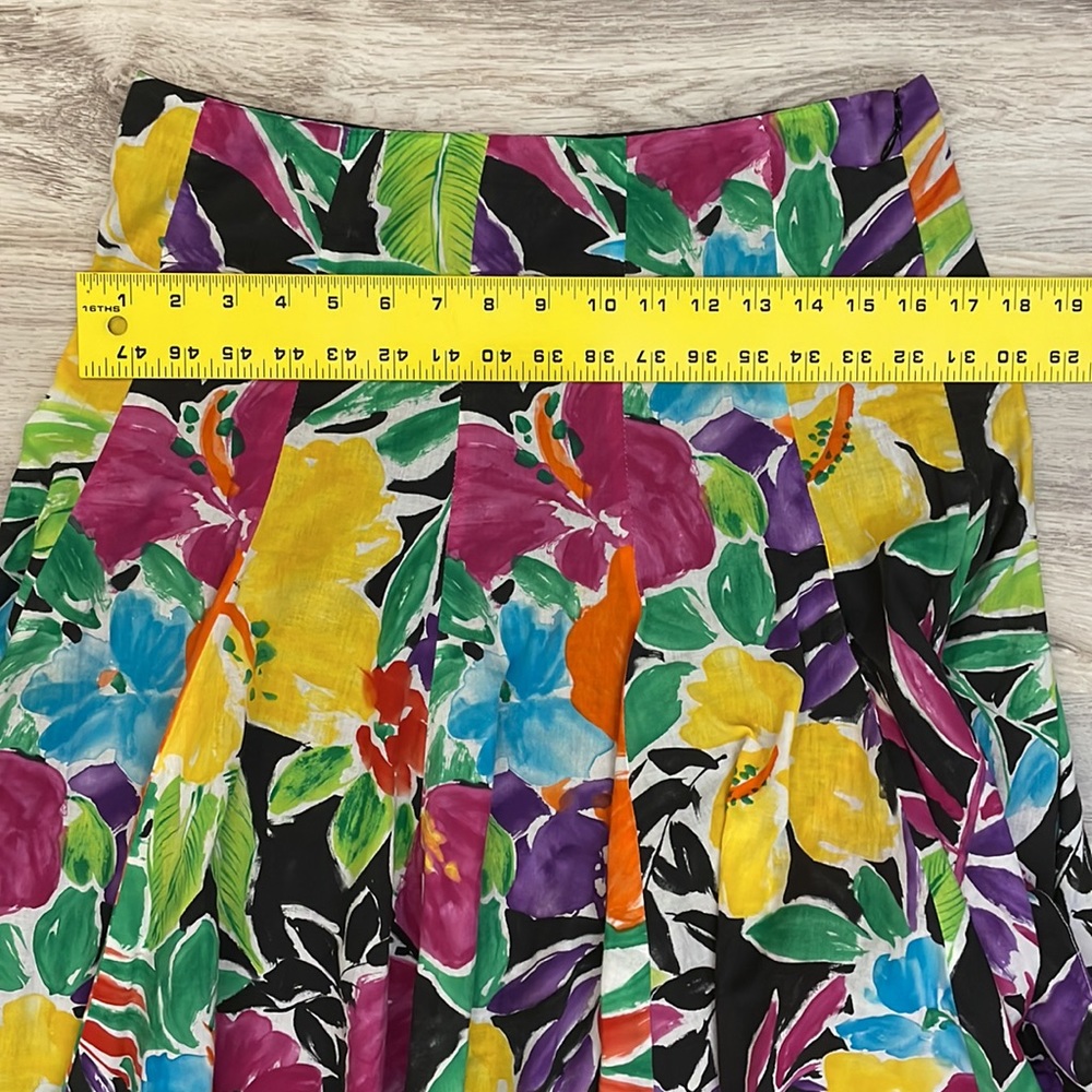 Lauren Ralph Lauren Multi-Color Floral & Leaf Print Pleated Knee Length Skirt 4P - Picture 11 of 12